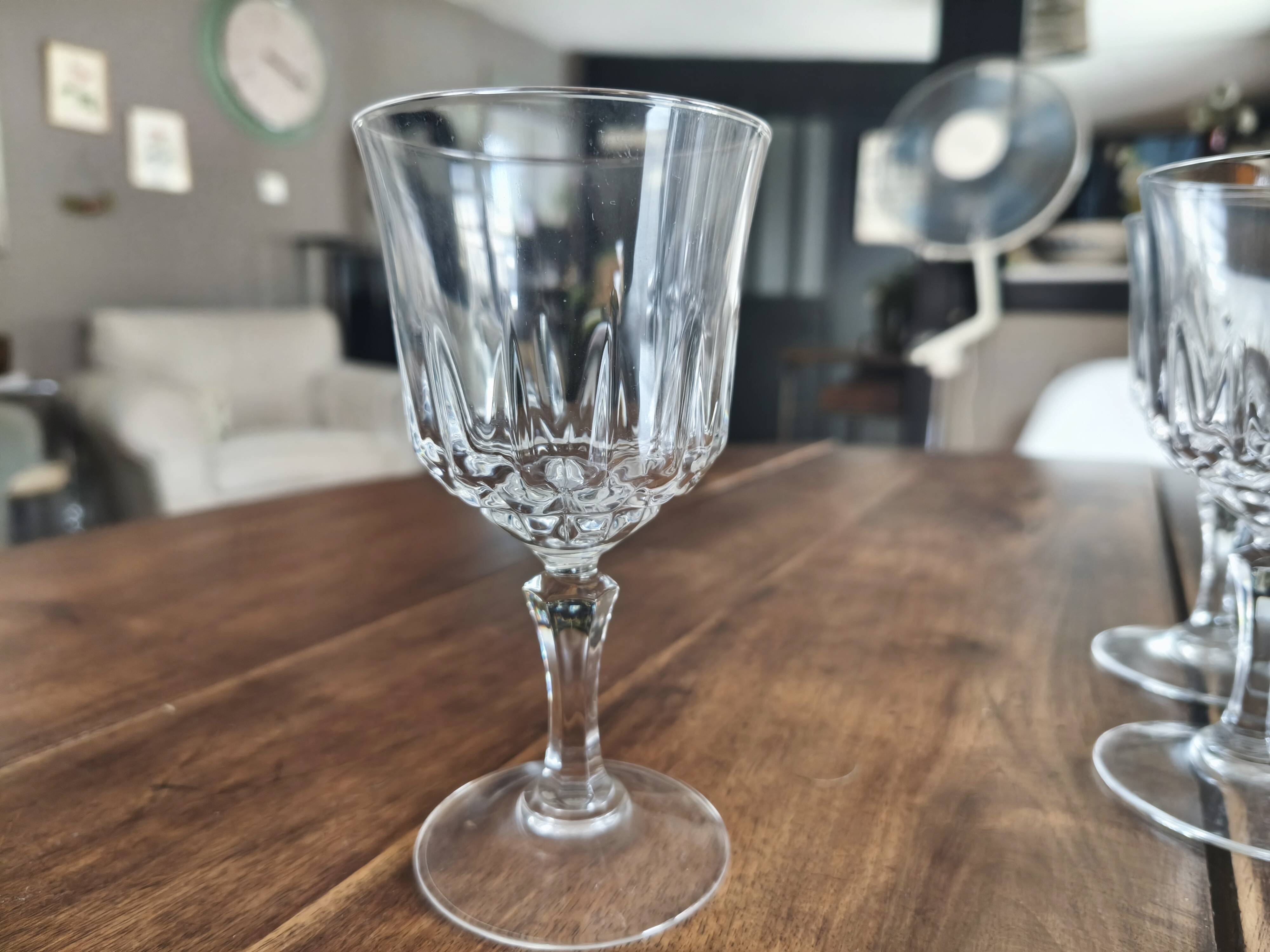 Set of 12 molded glass white wine glasses
