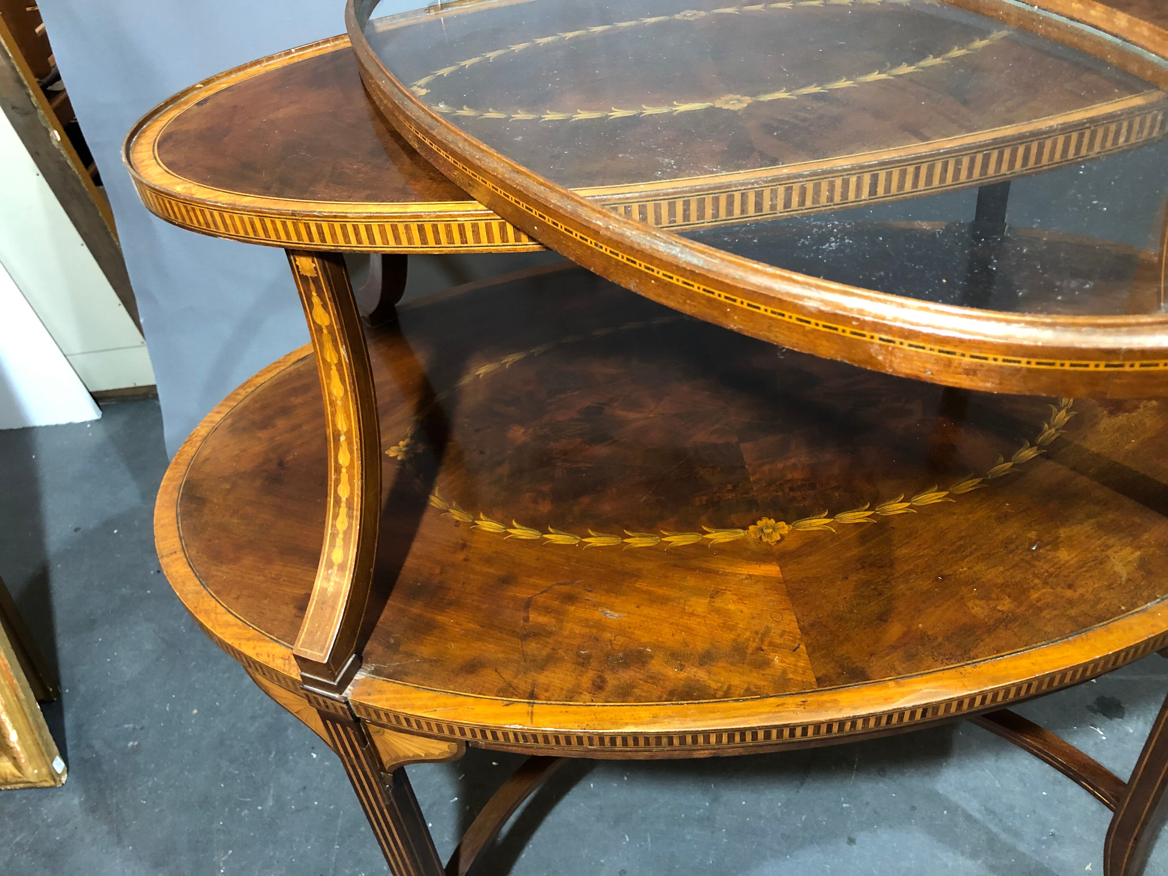 Old-fashioned tea table, 1920 in marquetry