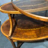 Old-fashioned tea table, 1920 in marquetry