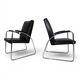 Set of 2 tubular steel Bauhaus Streamline leather armchairs, 1930.