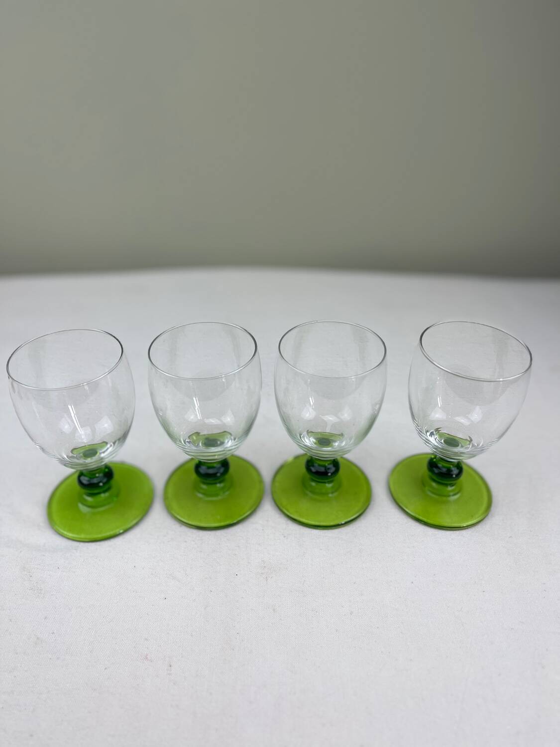 4 vintage green glasses