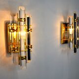 Pair of Venini wall lamps, cut glass, Murano, Italy, 1970