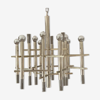 Sciolari chandelier. 1970. chromed steel and lucite