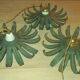 Set of 3 vintage vine leaf shaped pendant lights 1970s