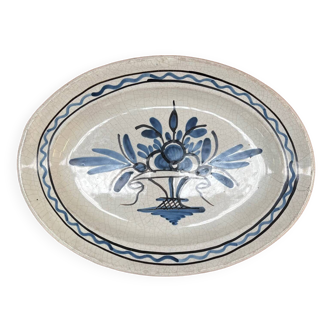 Oval earthenware tray from forges black bottom