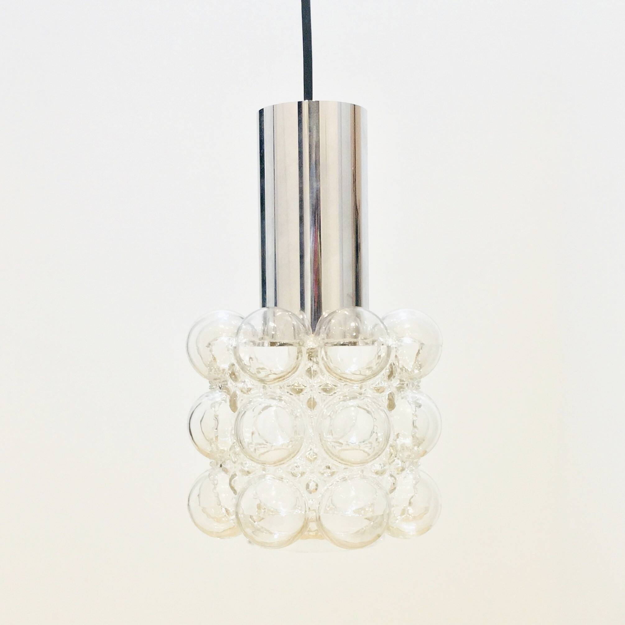 Mid Century Bubble Glass & Chrome Ceiling Light/Pendant by Helena Tynell for Limburg, Germany, 1960s