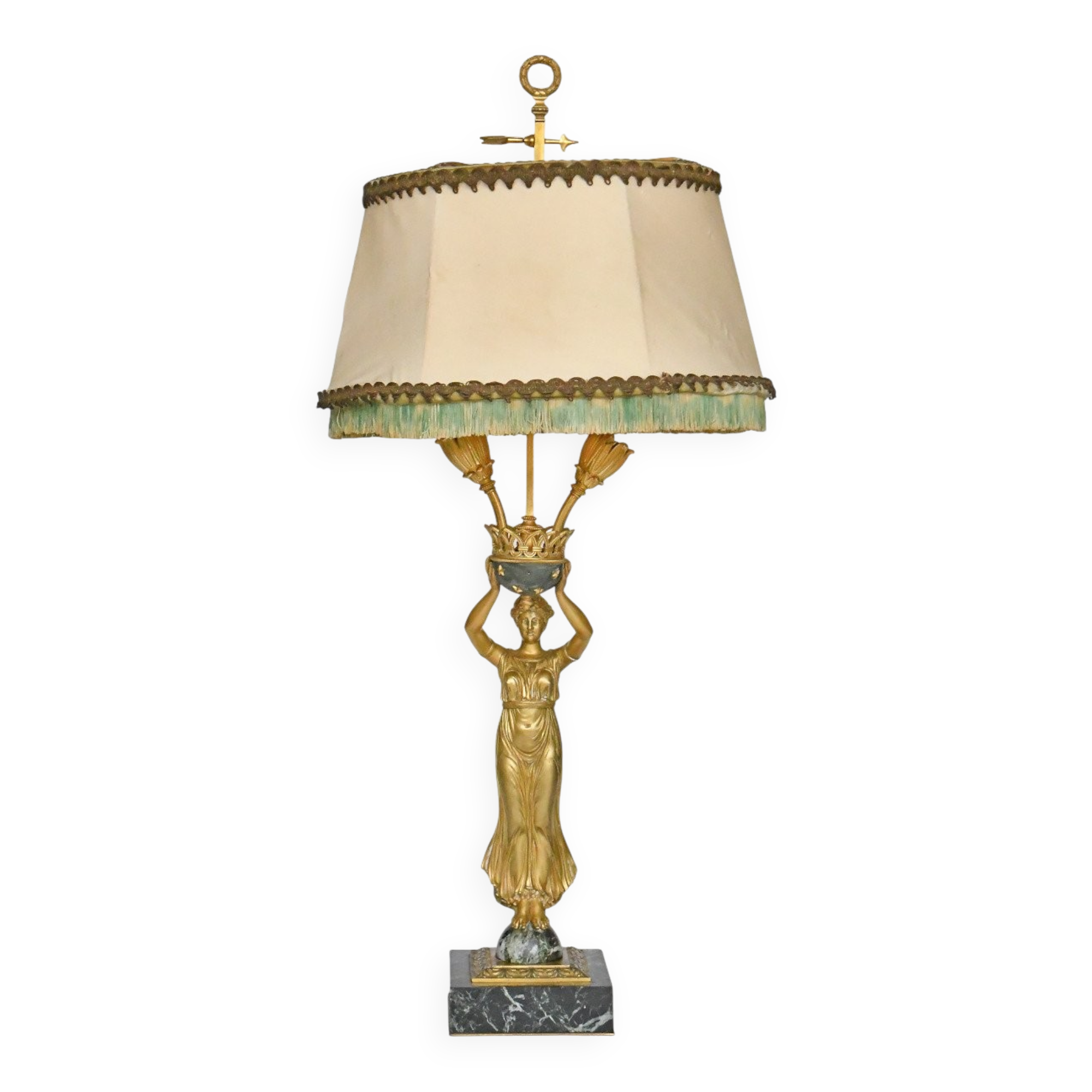 Gilded bronze and marble lamp in Empire style