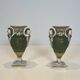 Pair of Empire Style Porcelain Vases, Decorated with Swans and Bundles