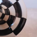 Modern Handmade Black and White Checkered Candlestick Holder