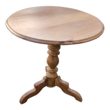Tripod pedestal table, in solid blond walnut; tripod base,