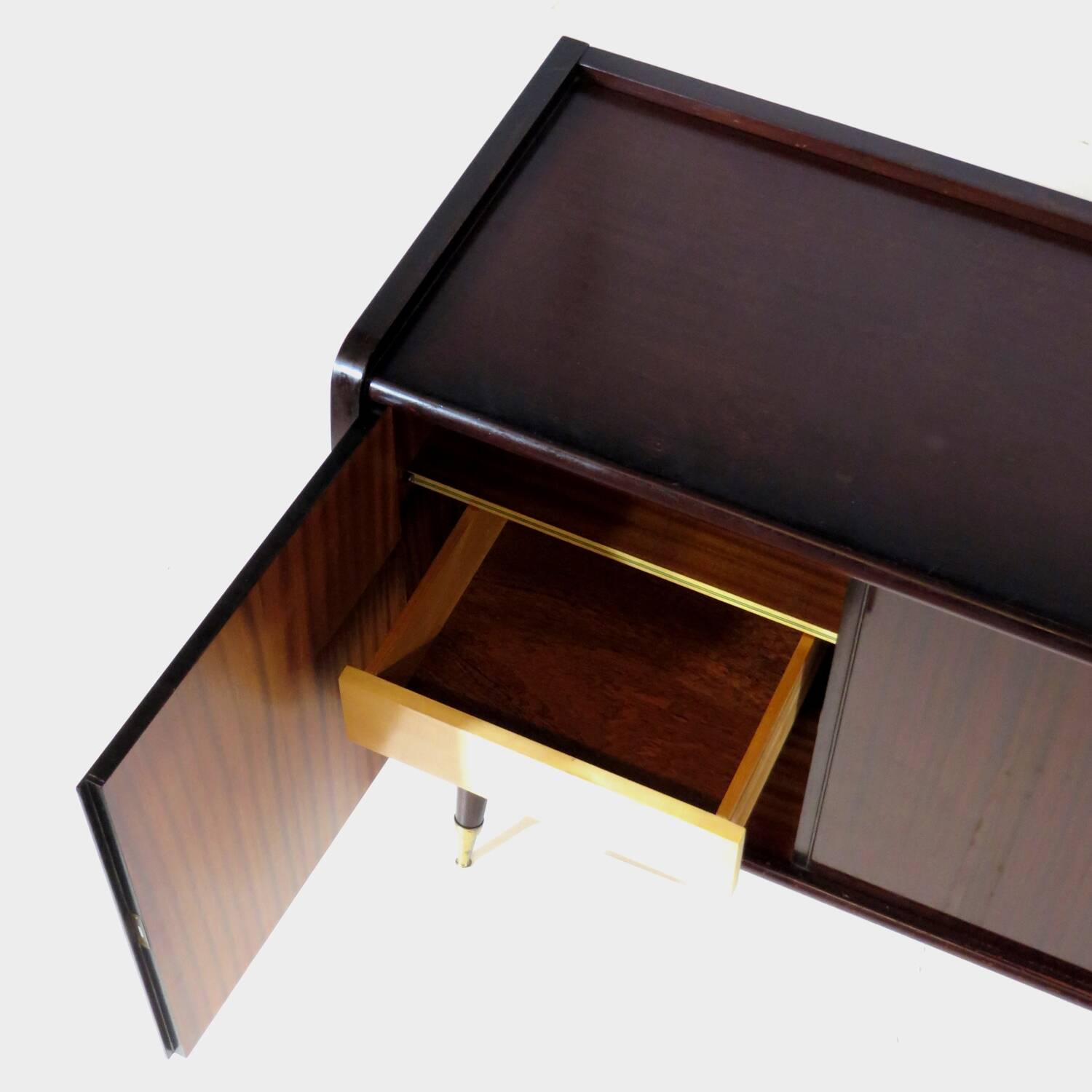 Vintage Art Deco sideboard with stylish legs and brass elements, 1930s