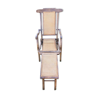 Transat long chair folding colonial design 1930