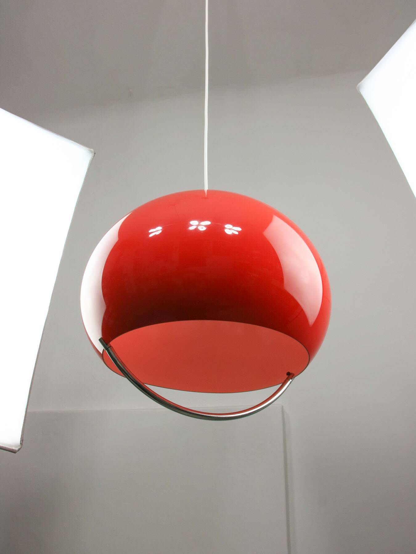 Space Age Italian Red Jolly Pendant Lamp from Guzzini