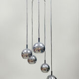 Vintage chrome cascade pendant '70's silver globes'