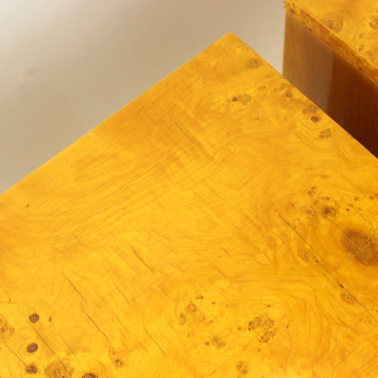 Art Deco Bedside Tables In Root Veneer, Czechoslovakia 1940s
