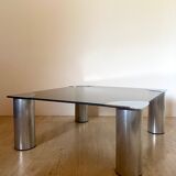 Coffee table chrome and smoked glass design, 1960