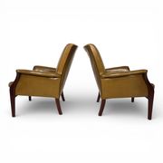 Set of two moss green Froxfield leather armchairs by Parker Knoll, 1960