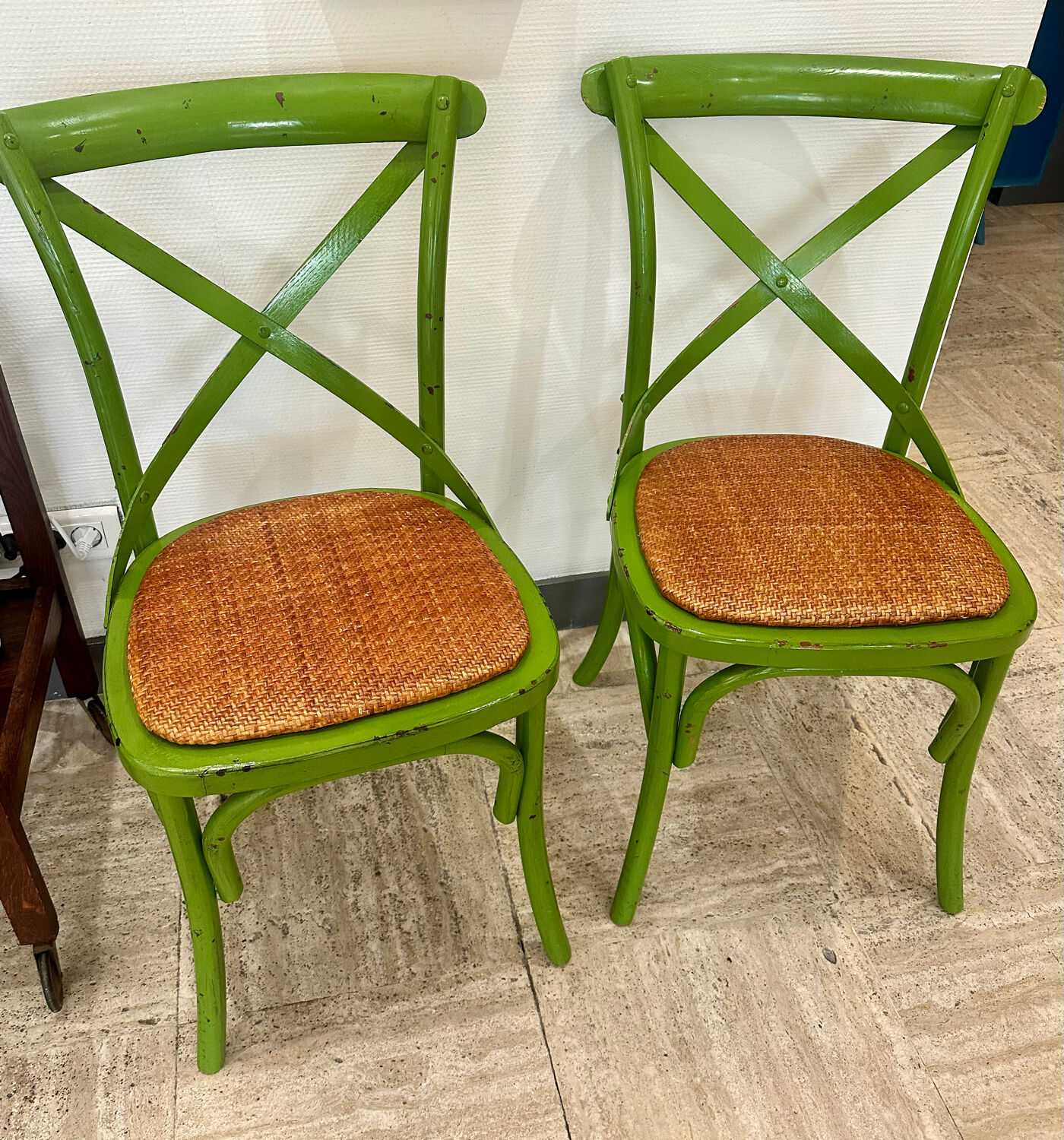 Vintage green bistro chair pairs