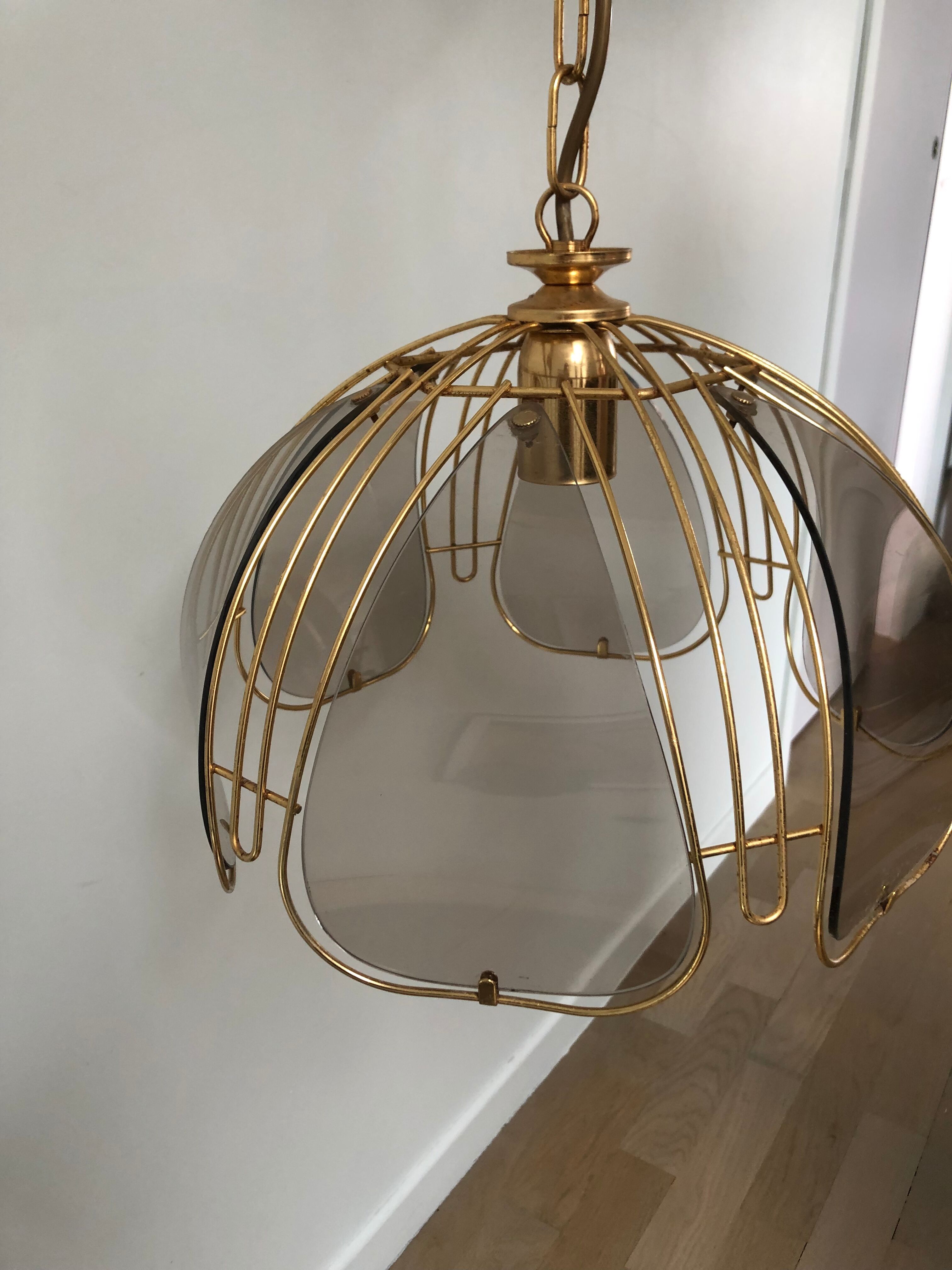 Smoked glass ceiling lamp