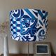 table lamp with a stem base and lampshade | handmade | blue/white tiles