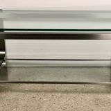 Table basse en aluminium chromé brossé vintage 1970