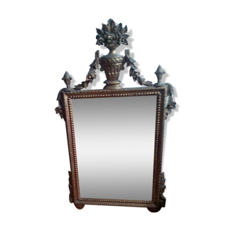 Former mirror with gilded and carved wooden frame 82x48cm