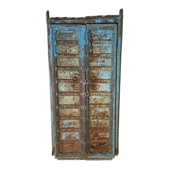 Old blue wooden door