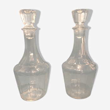 Two twin glass decanters