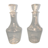 Two twin glass decanters