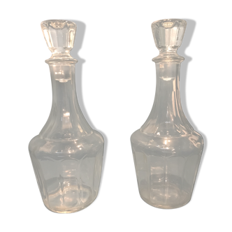 Two twin glass decanters