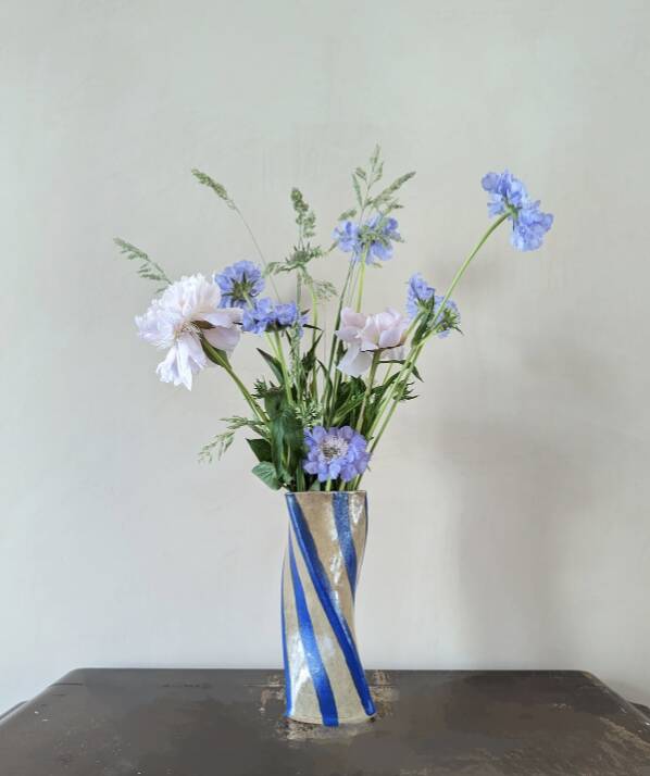 Blue Stripe Twist Vase
