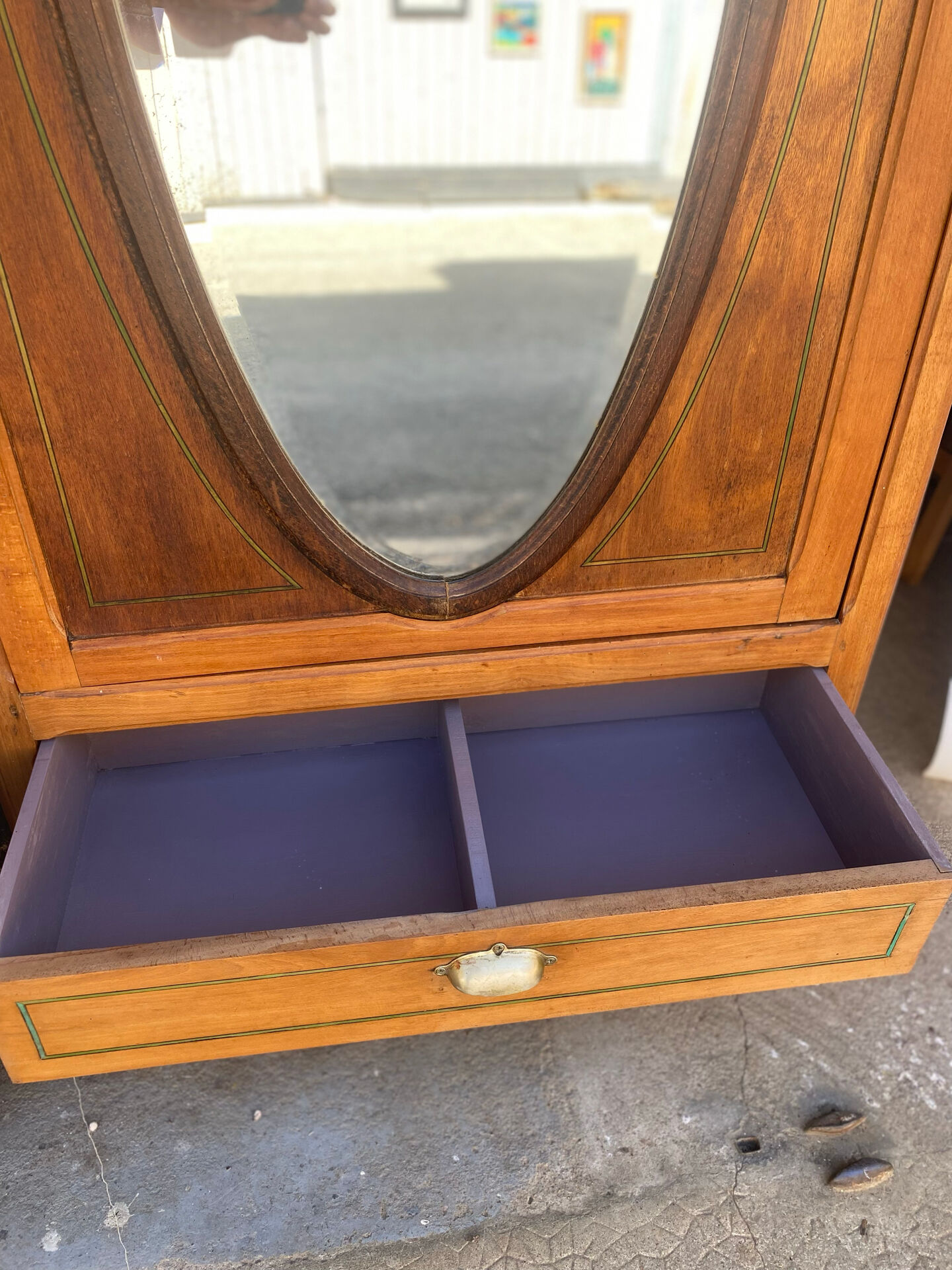 Art Deco wardrobe with oval mirror