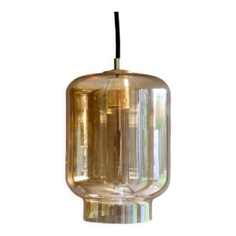 Antique suspension lamp in translucent amber glass - delivered with cable and new socket - circa 1970