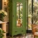 Renovated Art Deco Parisian wardrobe in khaki with original mirror.