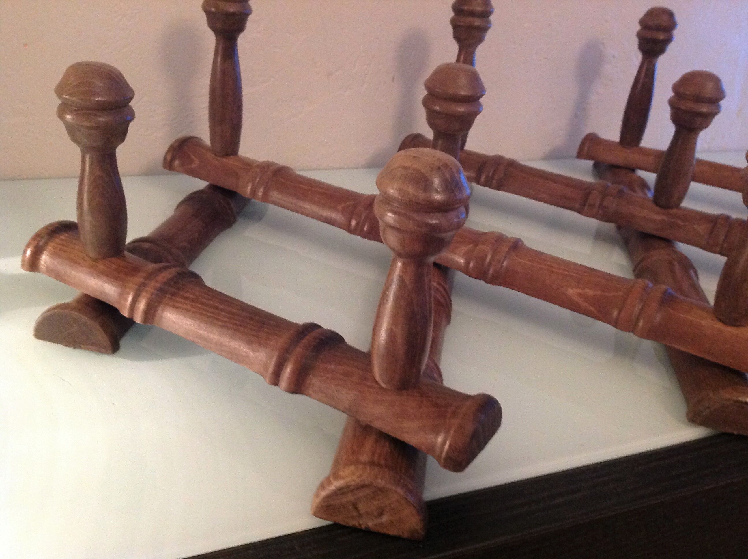 Ten-headed wooden accordion coat rack / vintage 60s-70s