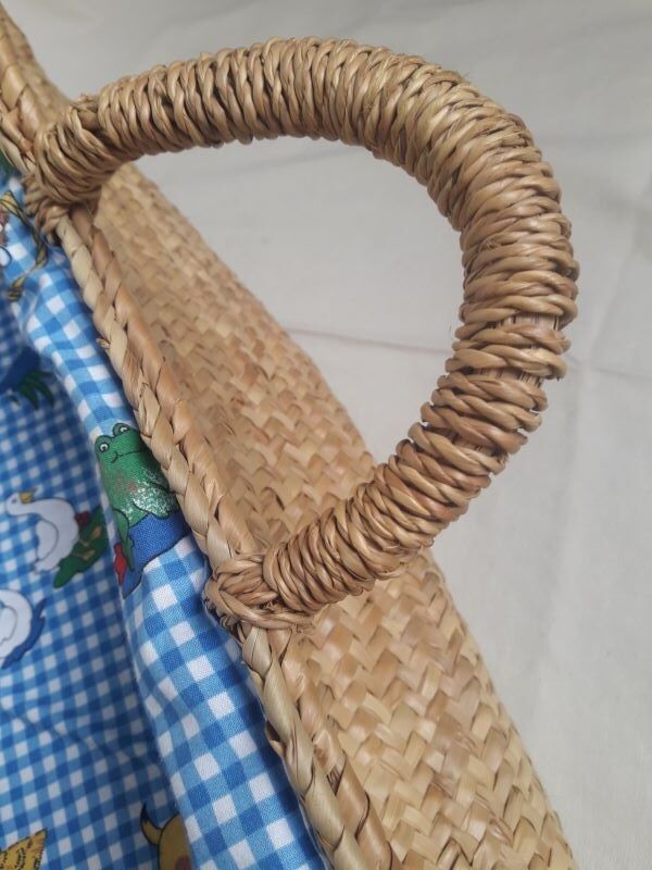 Couffin berceau bébé paille osier vintage