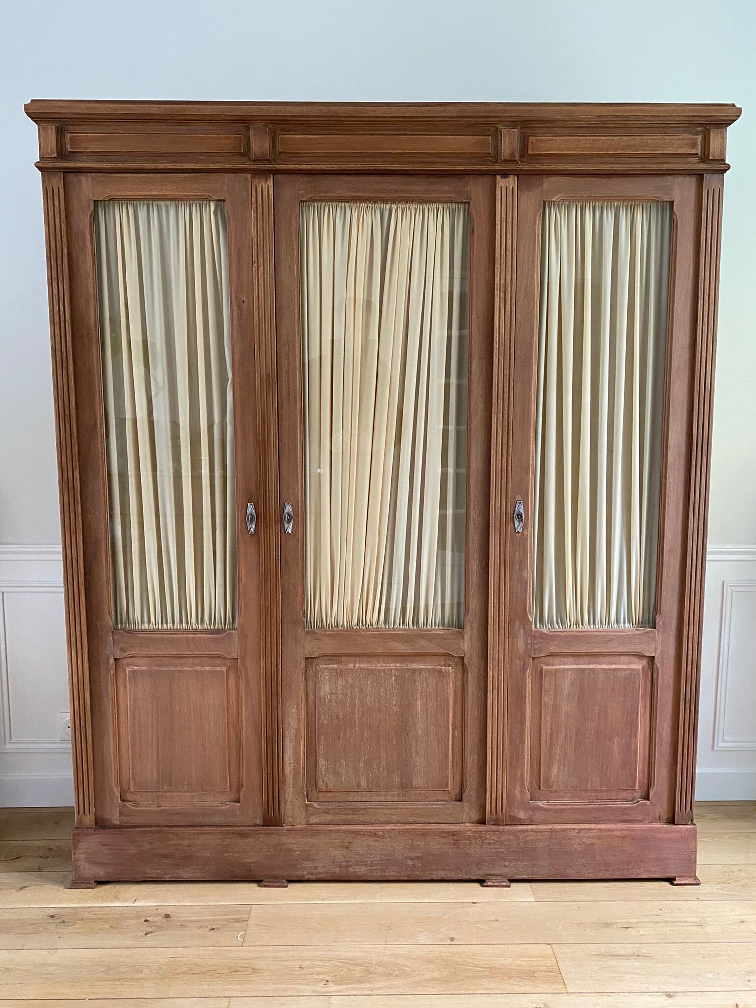 Showcase three vintage glass doors