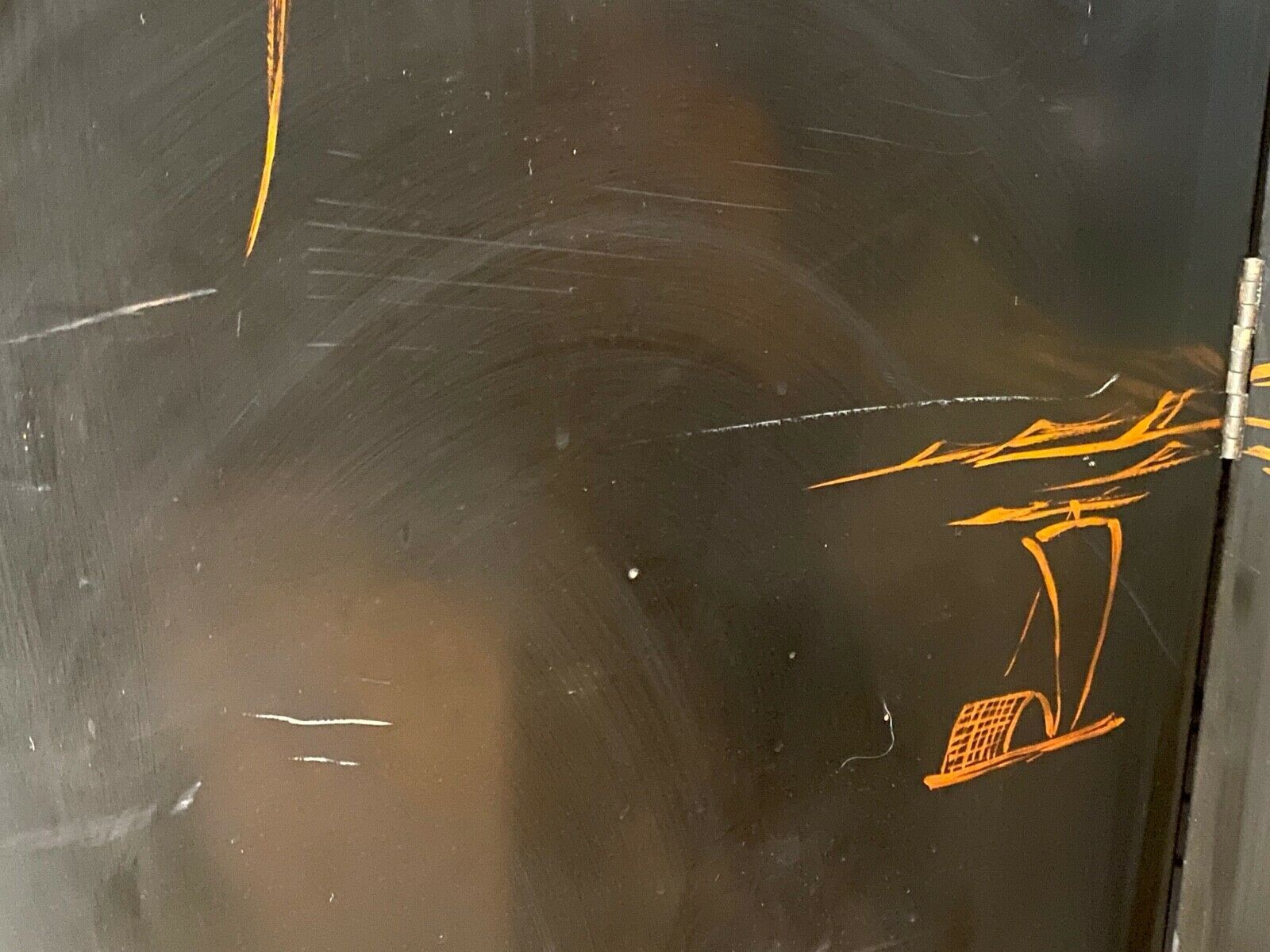 Lacquer screen 1900 4 leaves china tops