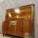 Art Deco period basket bed in walnut and chiseled bronze circa 1920
