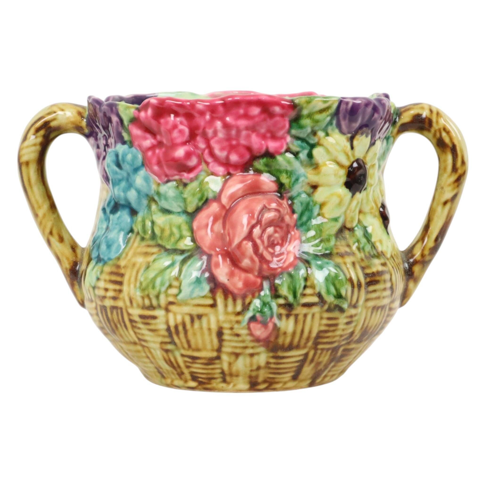 Colorful Art Nouveau Majolica Flowerpot / Cache-pot France