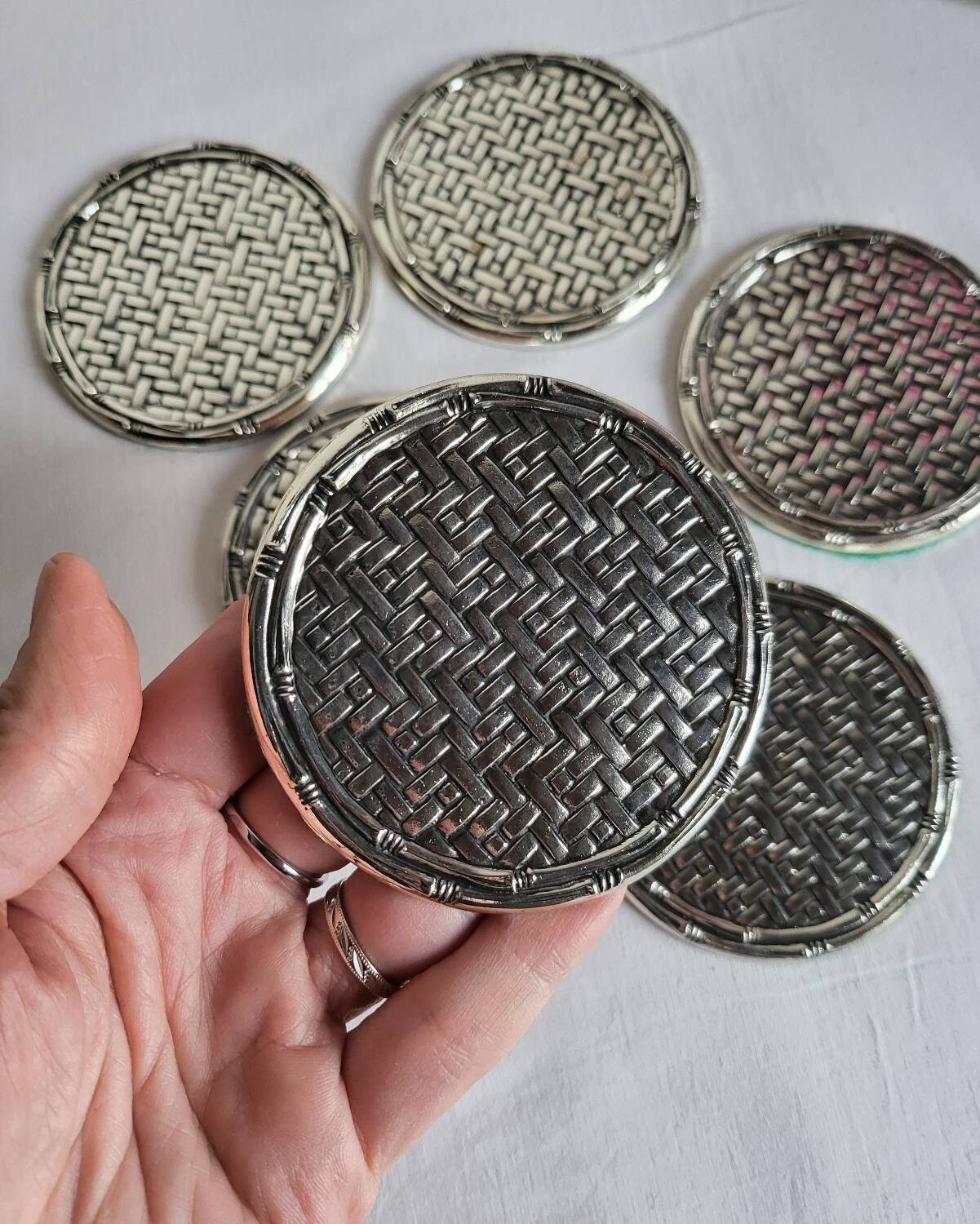 6 Coasters - Silver-plated coasters