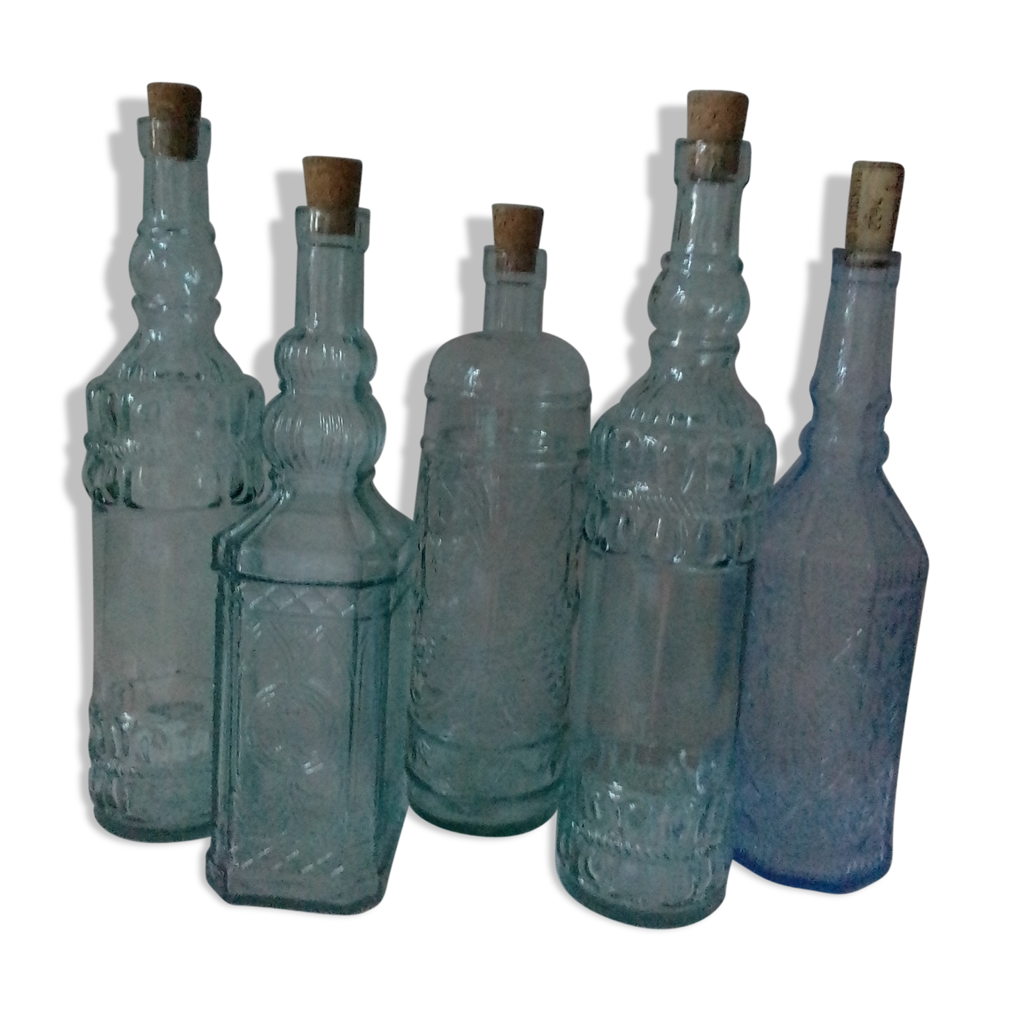 Set of old liquor bottles