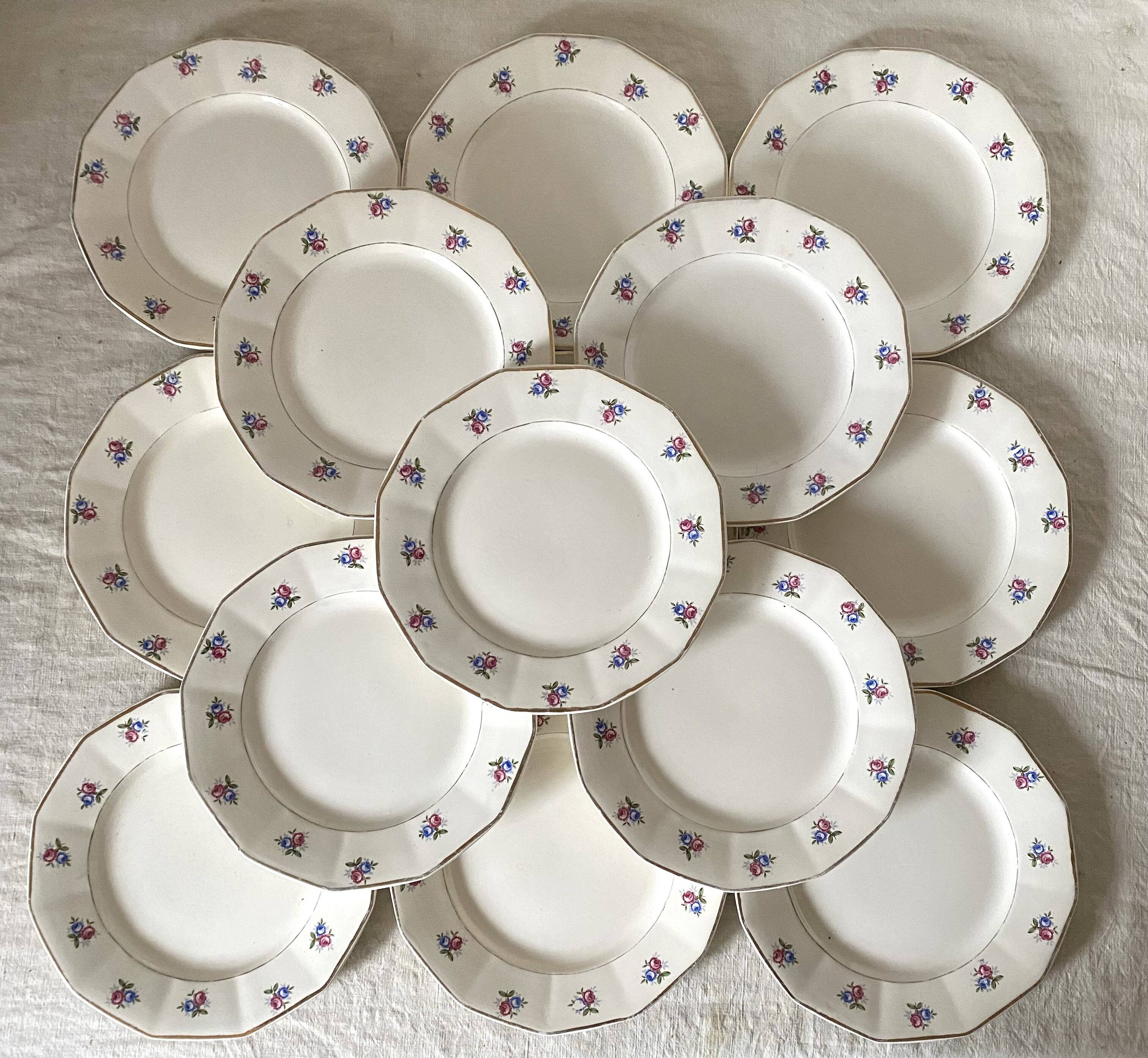Digoin Sarreguemines dinner plates, floral