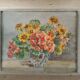 Watercolor painting bouquet of flowers signed old