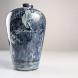 Art Nouveau Vase Herons and Flowers, J.W. Mijnlieff, Holland Utrecht 1900s