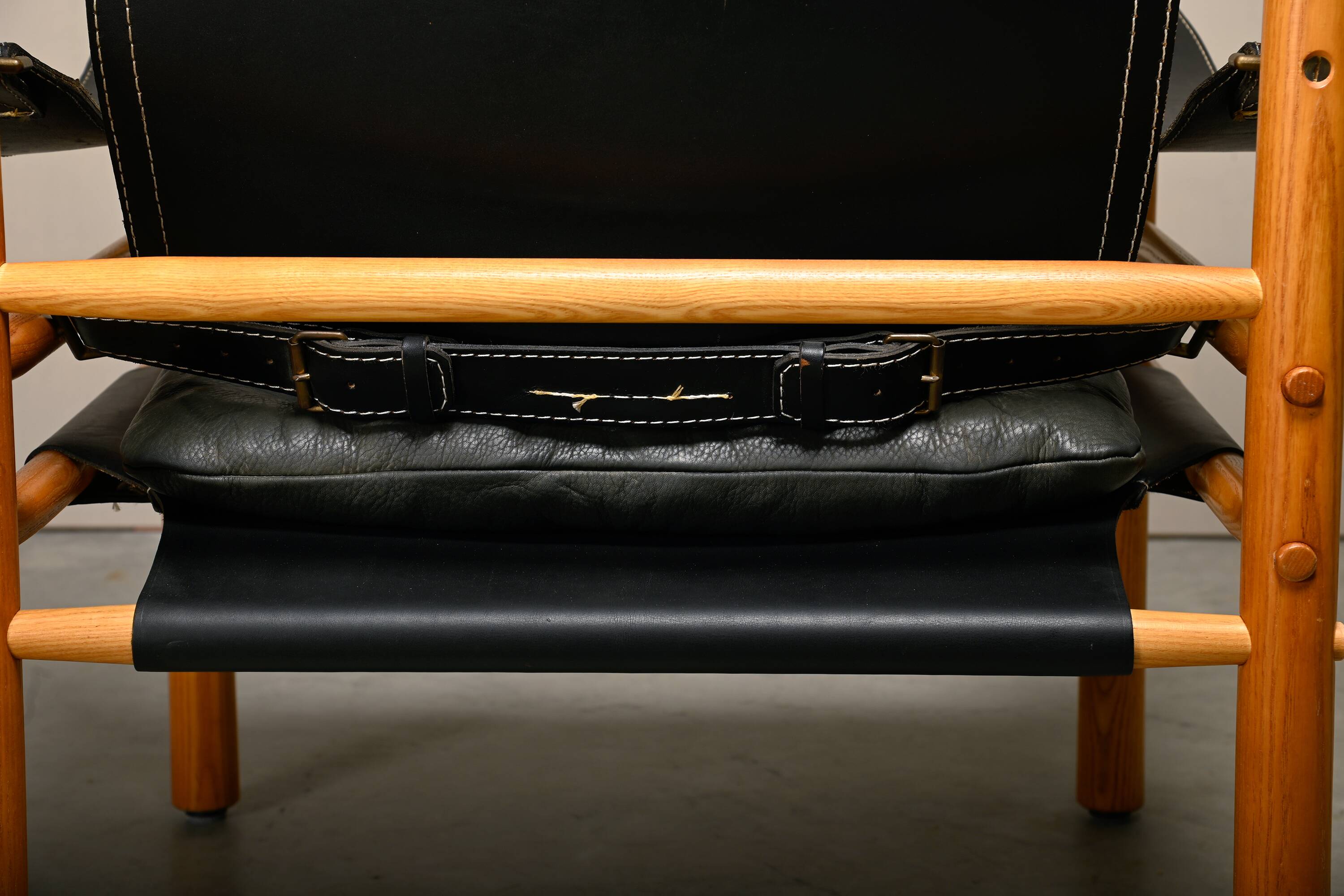 Arne Norell Sirocco Safari Lounge Chairs in Black Leather and Ash, Sweden