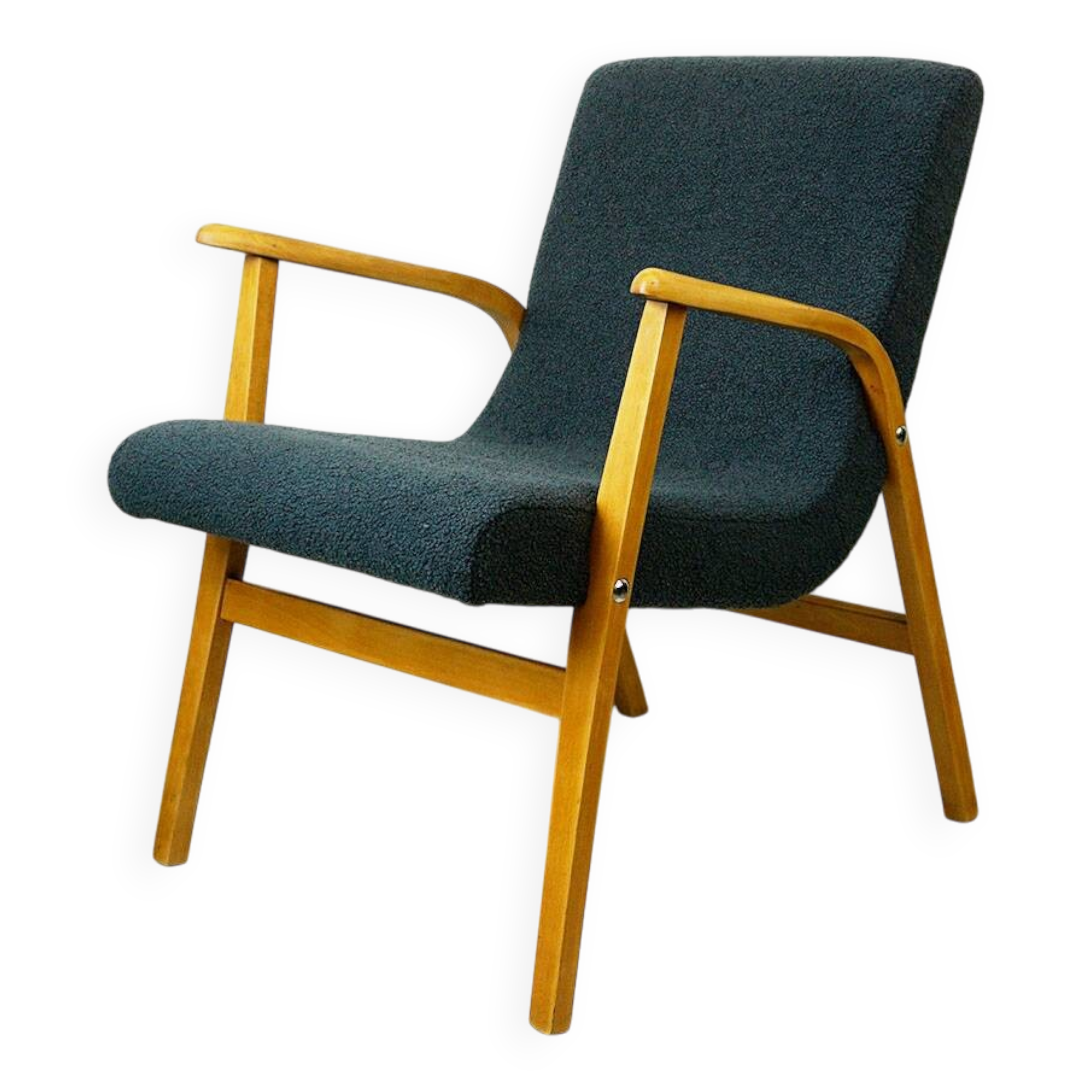 Roland Rainer Lounge Chair Café Ritter with grey bouclé.