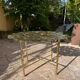 Carved brass coffee table with ginkgo decor