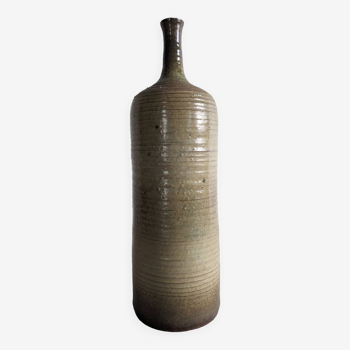 Vase soliflore "bouteille" en céramique vernissée daté signé AR 78