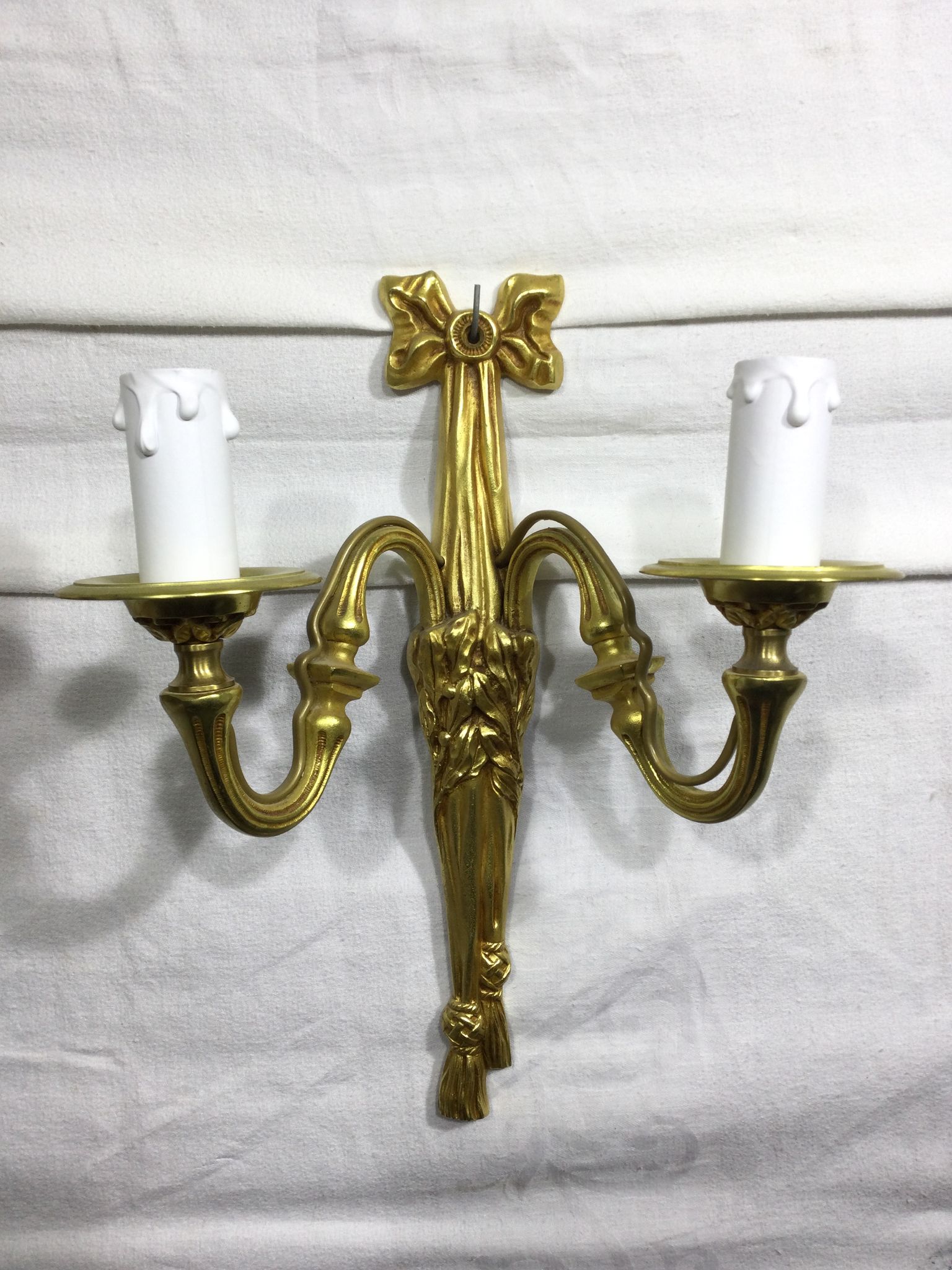 Pair of sconces Bronze 2 lights Louis XVI style